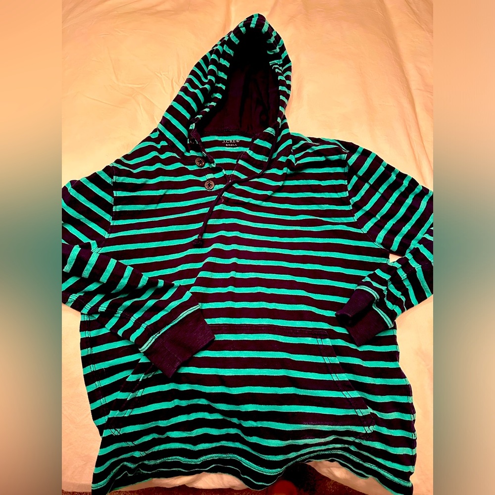 Jcrew Lightweight striped henley hoodie
